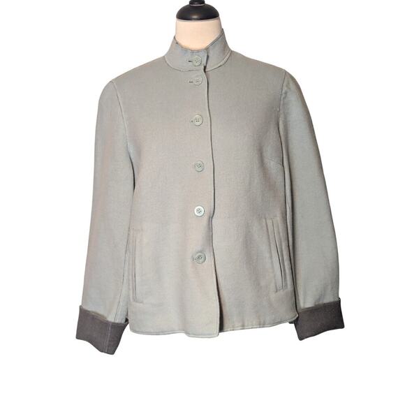 Sigrid Olsen Women's Large Light Blue & Gray Wool Blend Button Front Jacket - Picture 1 of 7